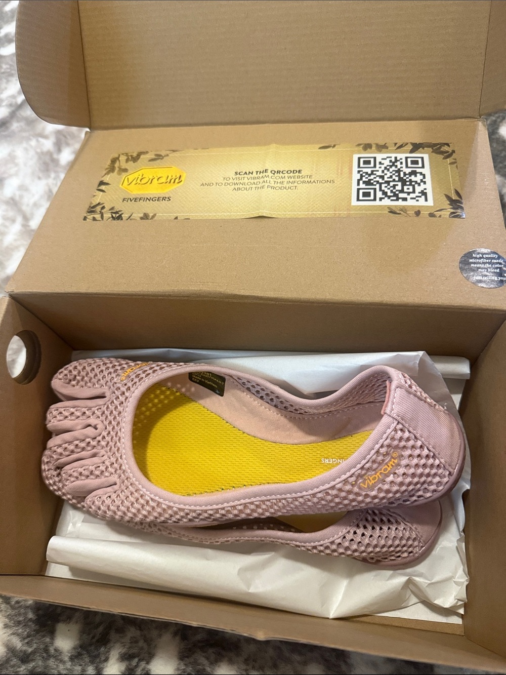 Vibram Women's Pink FiveFingers Minimalist Toe Sneakers with Yellow Insole